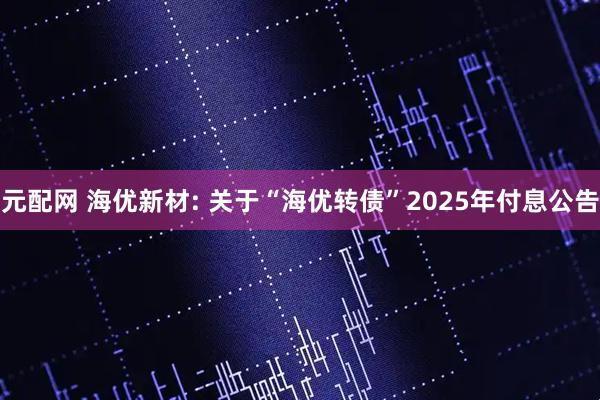 元配网 海优新材: 关于“海优转债”2025年付息公告